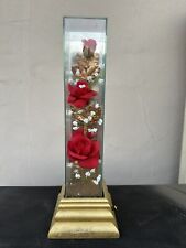 Vintage Music Box Red Rose Encased In Glass 13.5” Retro Plays The Rose picture
