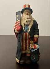 Vintage Midwest Uncle Sam USA Here Comes Santa Claus Music Box Figurine 10” picture