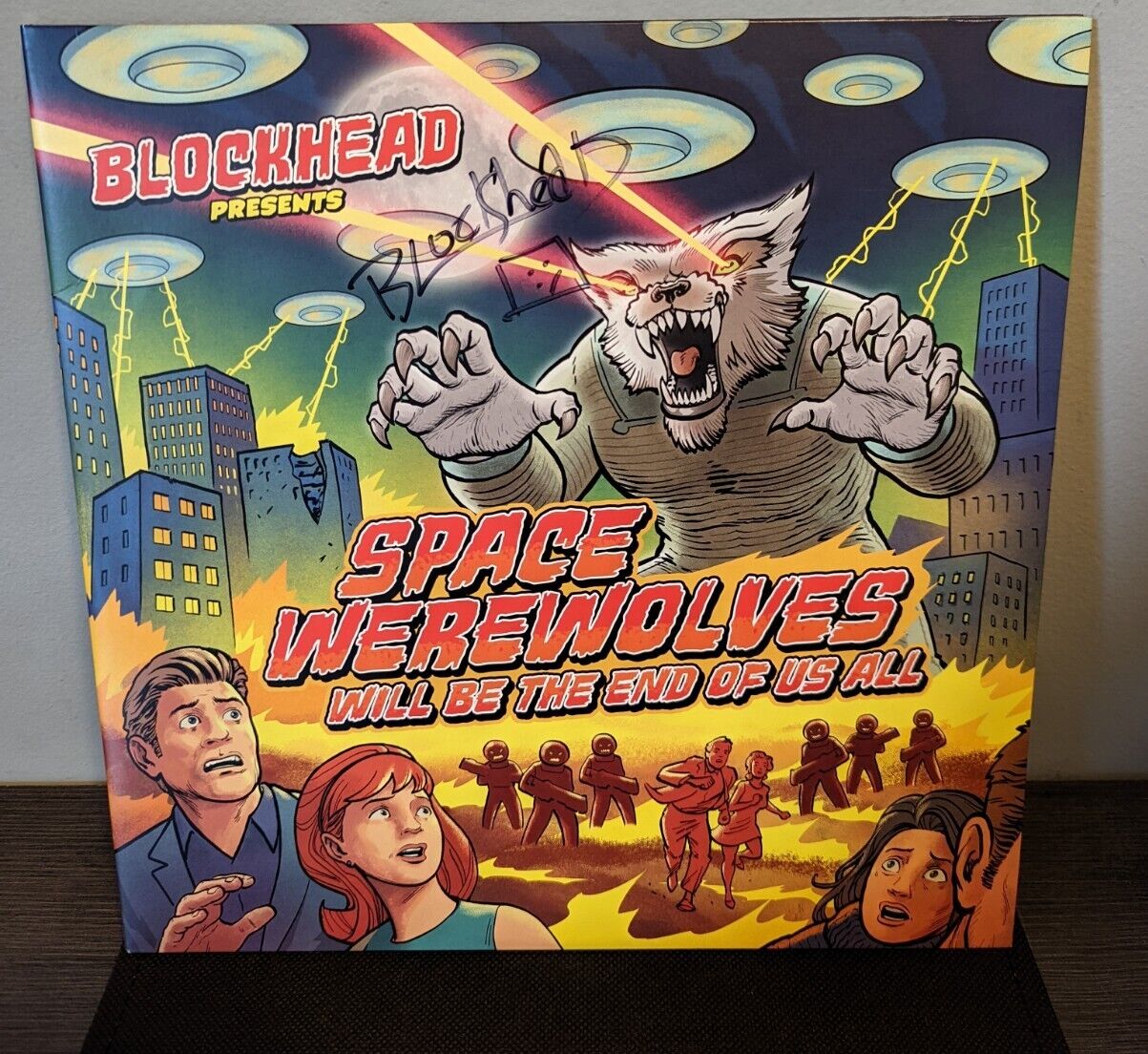 Blockhead - Space Werewolves Will Be The End Of Us All AUTOGRAPHED Vinyl Mint