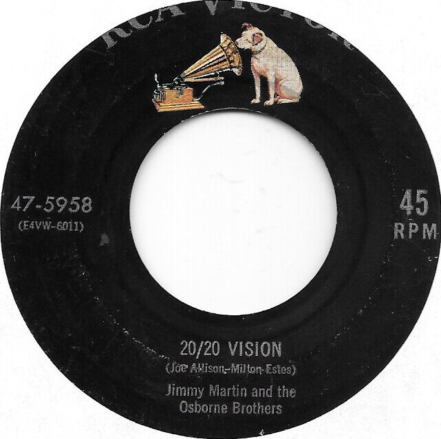 JIMMY MARTIN & THE OSBORNE BROS 20/20 Vision on RCA bluegrass 45 HEAR