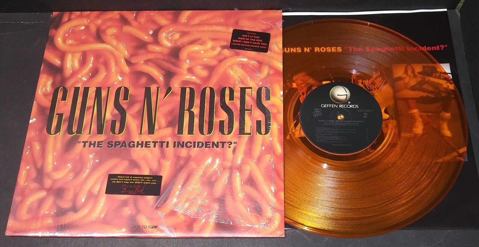 OG glam lp GUNS N ROSES Spaghetti Incident 1993 Geffen 24617 orange vinyl HYPE j