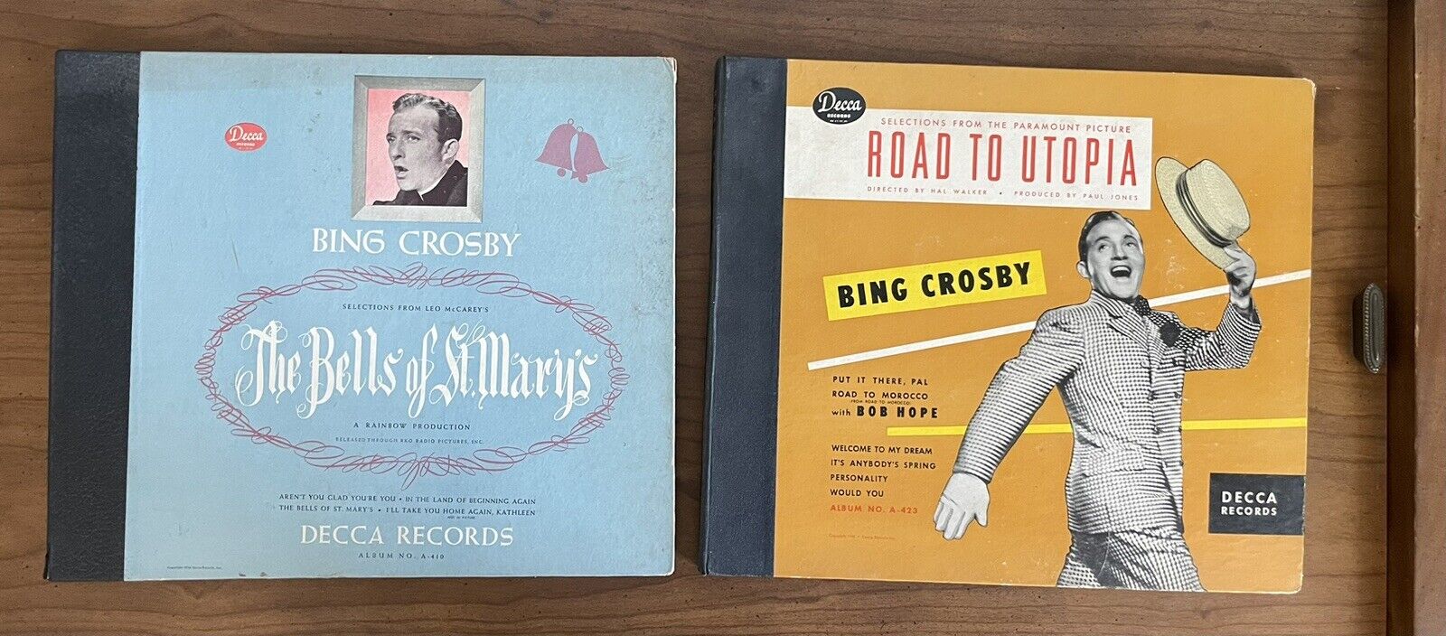 Bing Crosby 78rpm Lot Of 2- Bells of Saint Mary's 1946 RARE & Bonus Road Utopia