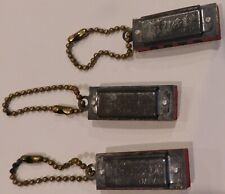 Lot of 3 - Vintage Mini Harmonica Keychain Charm Pendant - Works-  Made in Japan picture
