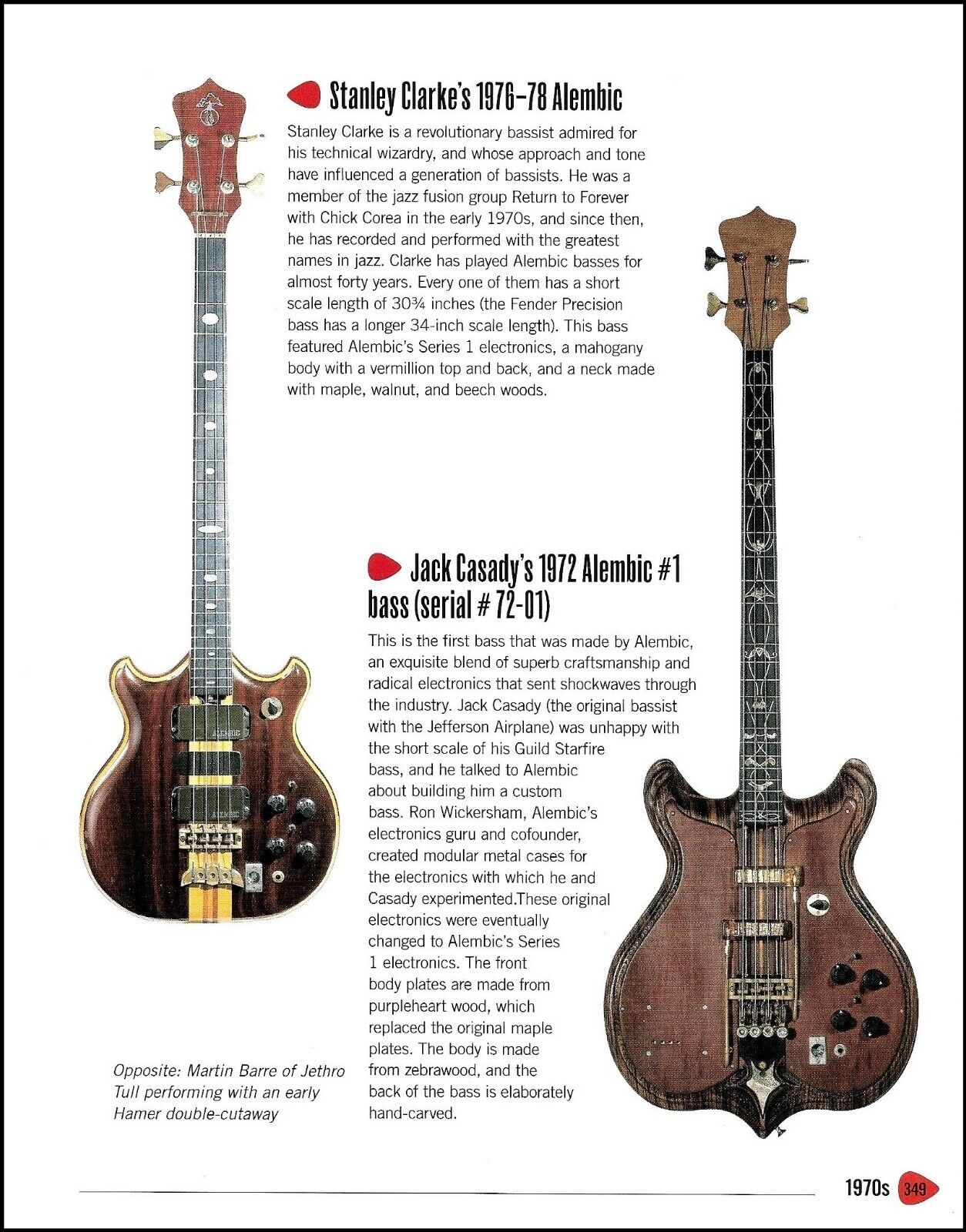 Stanley Clarke's 1976-78 Jack Casady 1972 Alembic bass guitar history article