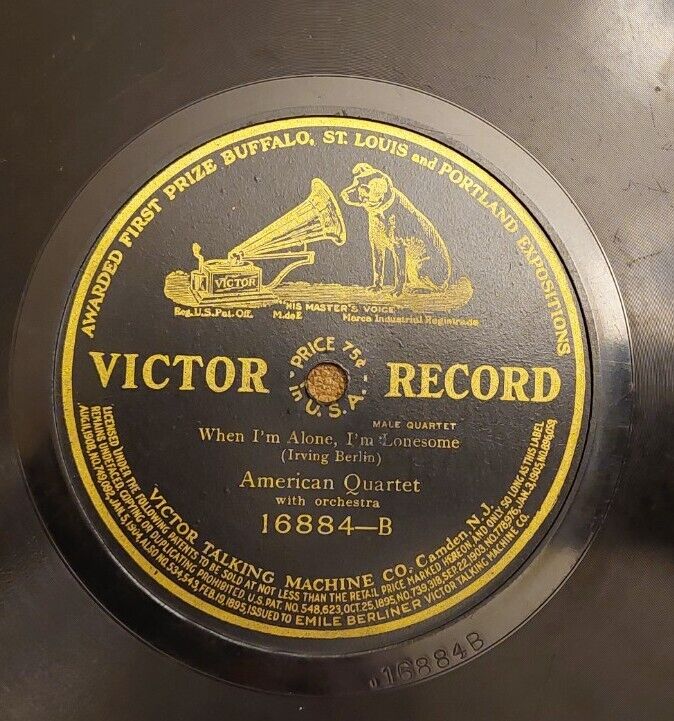 Victor 16884 BILLY MURRAY & AMERICAN QUARTET When I\'m Alone 78 Record 