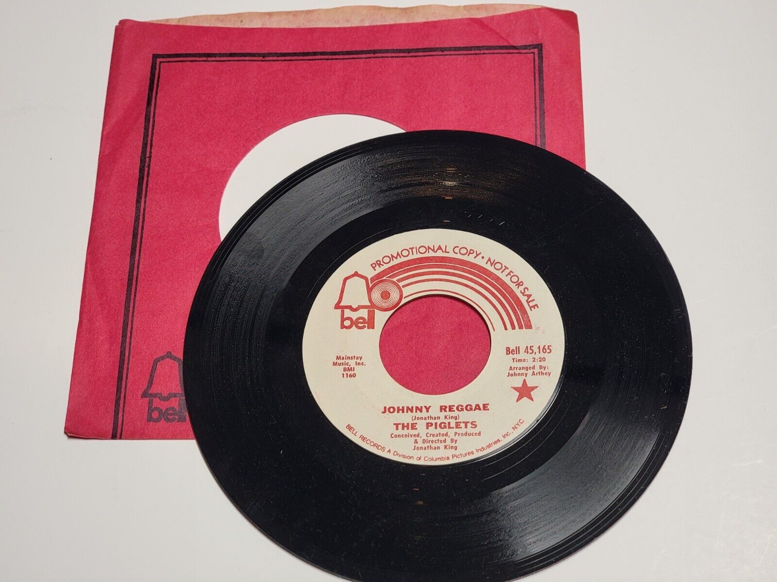 Vtg 1971 45 RPM - The Piglets – Johnny Reggae - Bell PROMO