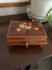 Vintage Wooden Jewelry Box, music box plays Fascination, locking, made in Italy picture