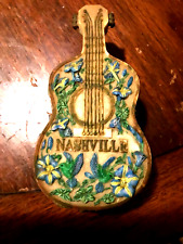 guitar-shaped trinket box, Memphis, green and blue,  ceramic picture
