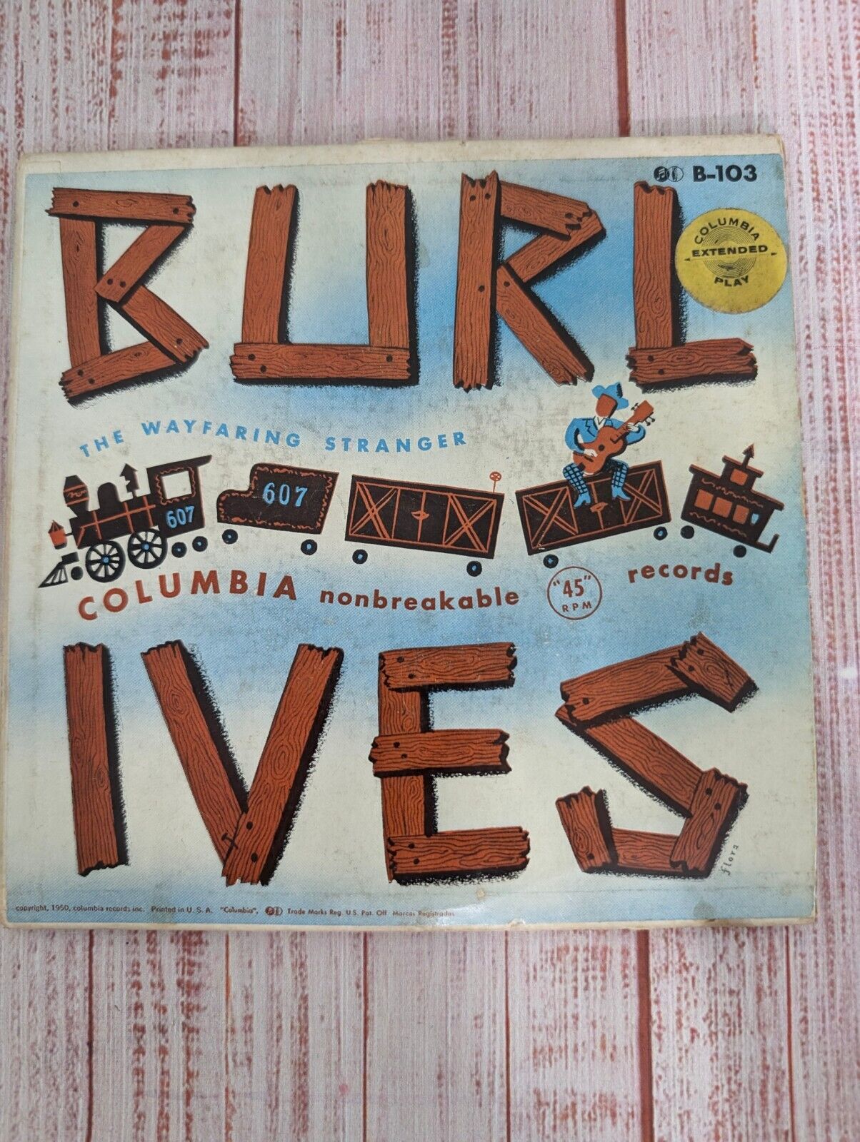 Burl Ives The Wayfaring Stranger 7” 45rpm Columbia 1950 Double EP Gatefold Vinyl