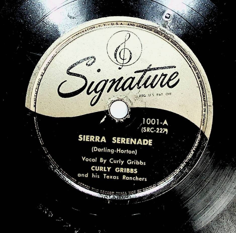 Curly Gribbs Sierra Serenade Silver Stars Purple Sage Signature 78 Record