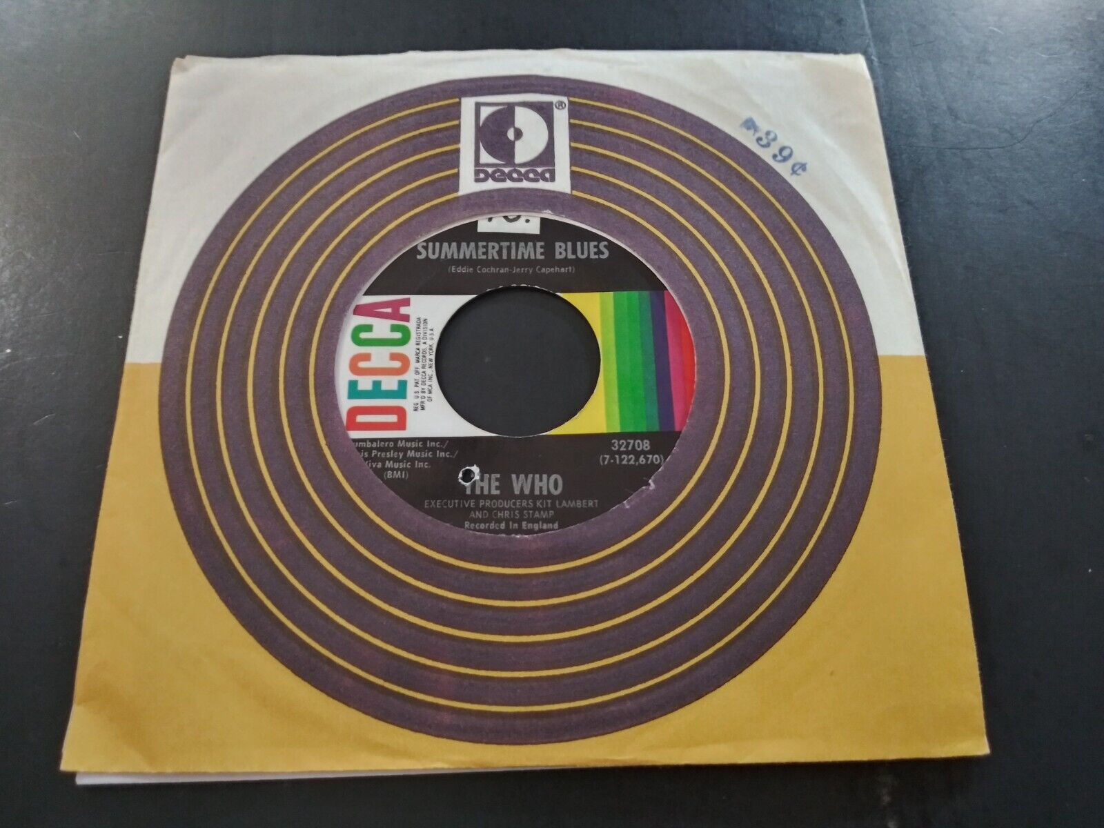 The Who – Summertime Blues NM Original 45RPM DECCA 32708 Record 1970