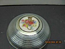 Vintage Metal Tin 1940's Vanity Powder Puff Music Trinket Box 