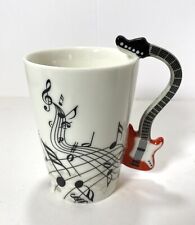 Red Electric Guitar Handle With Music Notes 8 Oz. Coffee Mug Cup Coffee Mug 4” picture