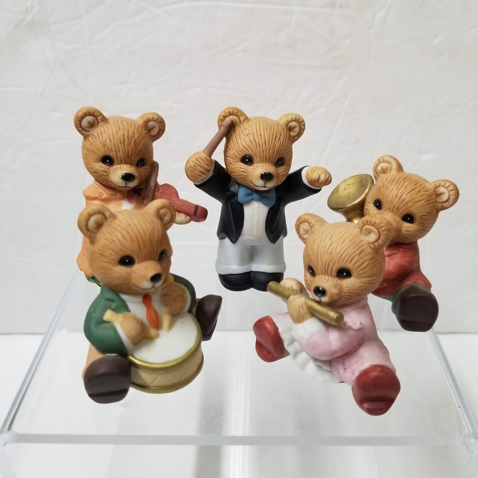 5 Teddy Bear Band Figurine Set HOMCO Orchestra Flute Drums Violin Figurines