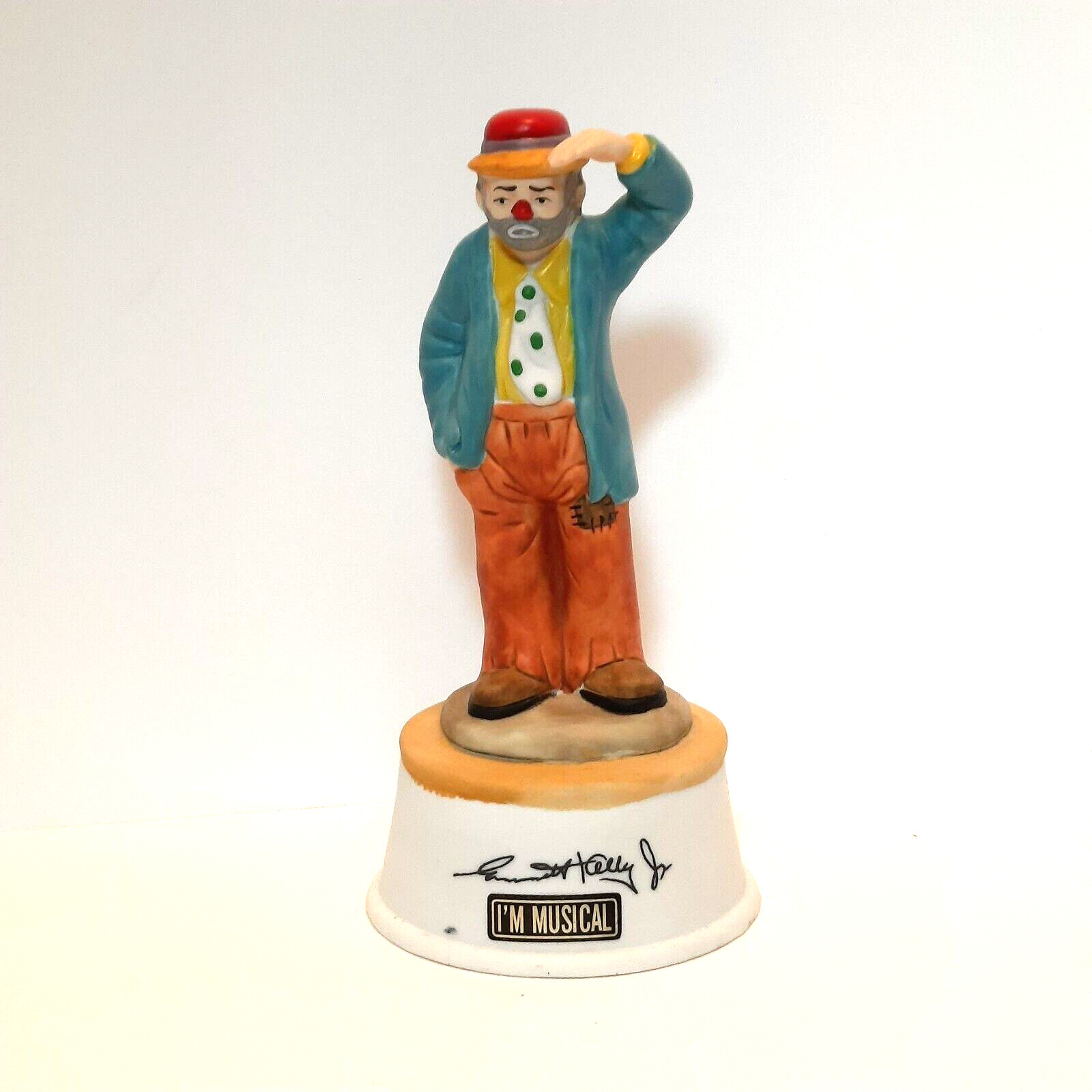 Vintage Emmett Kelly Jr Weary Willie Music Box Figurine plays Send In The Clowns