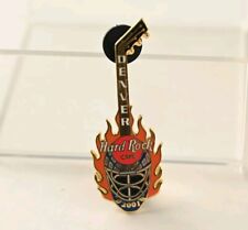 Hard Rock Cafe Pin DENVER All Star Hockey Game 2001 Guitar w Flaming Goalie Mask picture
