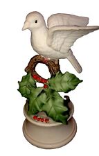 Vintage Porcelain White Dove With Holly Berries Music Box By Eda Mann Milano picture
