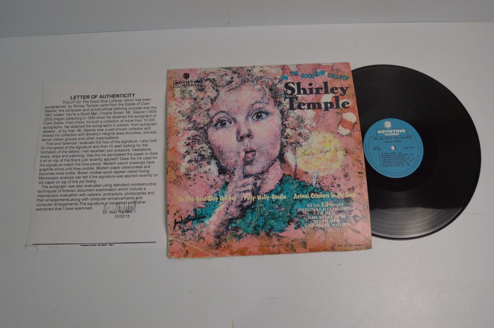 Vintage Shirley Temple LP Autographed On The Good Ship Lollipop LOA