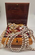 Vintage Music Box Full Of Vintage Jewelry Lisner Avon Monet & More picture