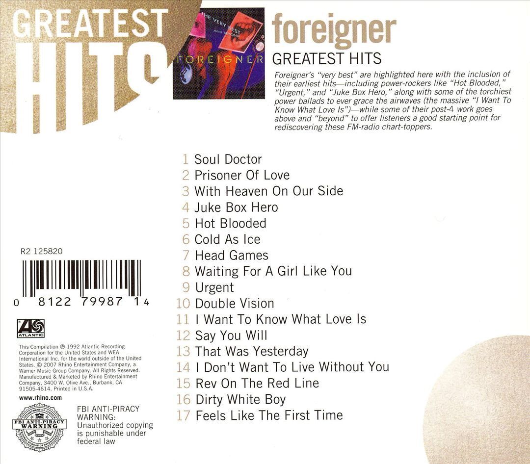 FOREIGNER - GREATEST HITS: THE VERY BEST...AND BEYOND [REMASTER] NEW CD