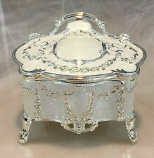 ♫ ALL I ASK OF YOU ♫ WHITE TIN ALLOY VINTAGE  MUSIC BOX picture