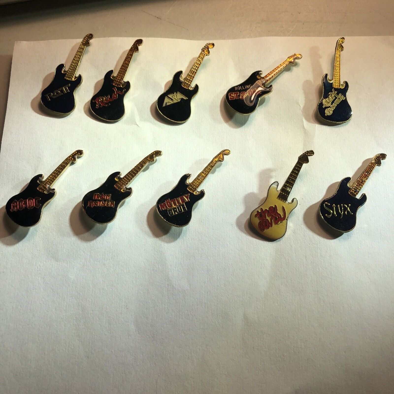 10 Vintage Rock Guitar lapel pin lot