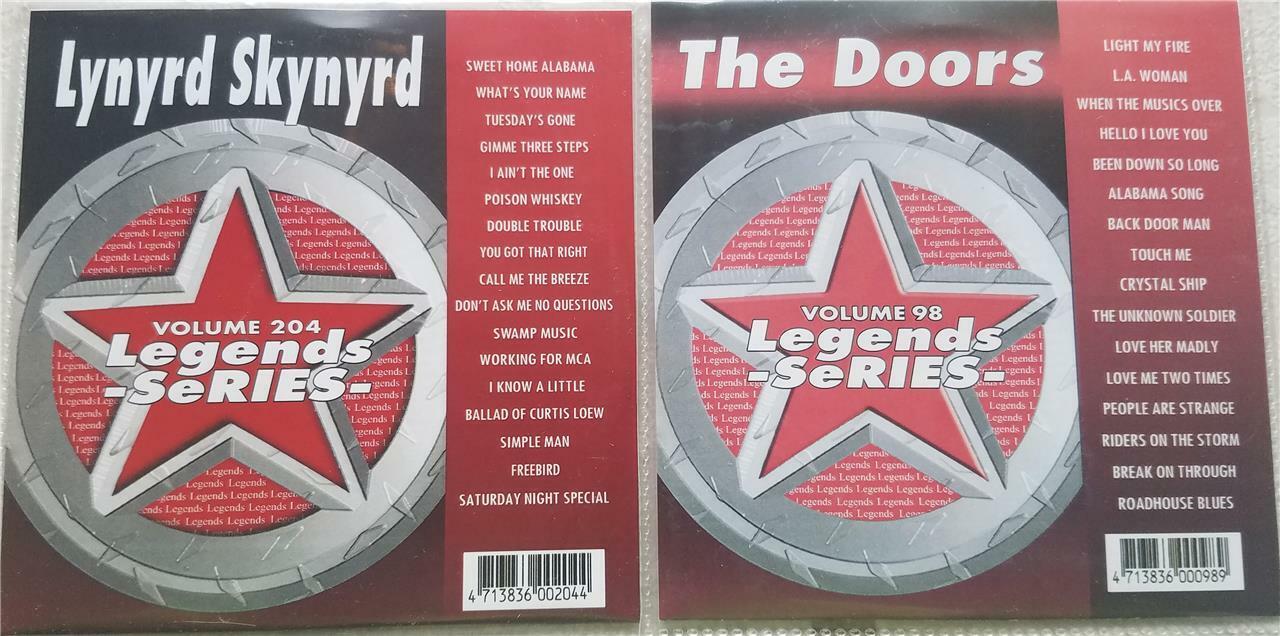 2 CDG LEGENDS KARAOKE DISCS 1970'S CLASSIC ROCK DOORS & LYNYRD SKYNYRD CD+G
