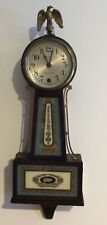 Seth Thomas Banjo Wall Clock Vintage W/ Key & Eagle Floral 25