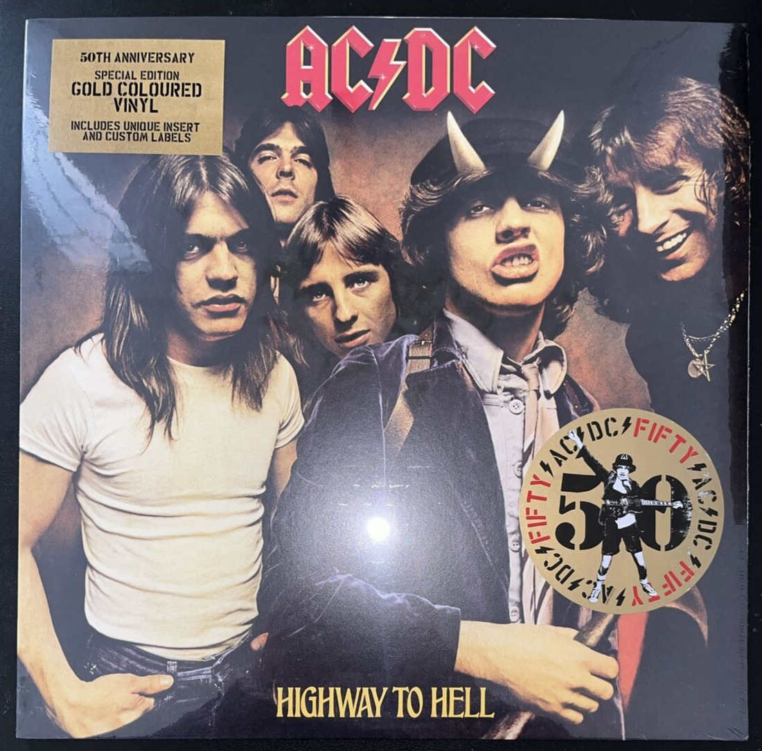 AC/DC HIGHWAY TO HELL - GOLD COLORED VINYL LP 50TH ANNIV LIMITED SEALED MINT