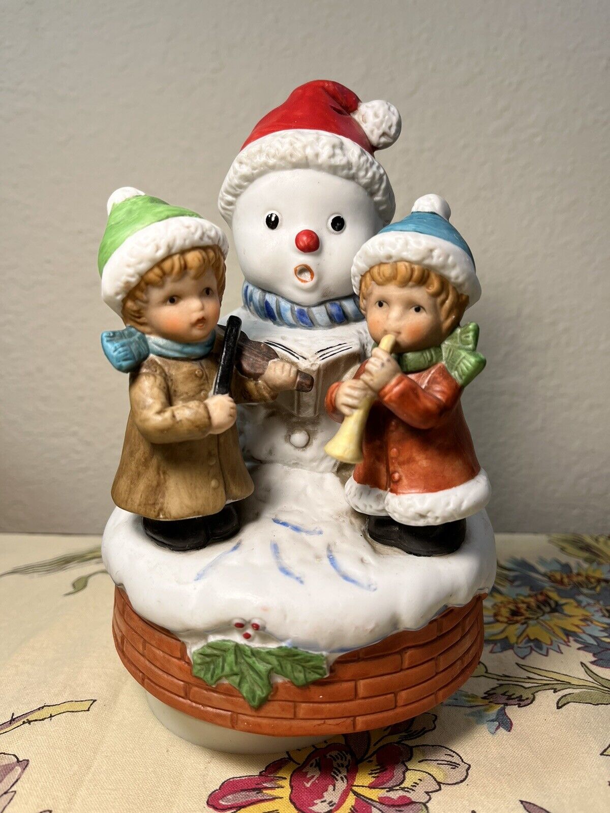 Vintage Snowman Music Box Kids Decoration Plays Jingle Bells Rotates When Played