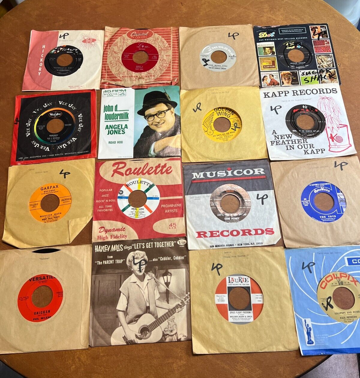 Lot Of 16 45 RPM Vinyl Records Mixed Singles