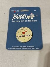 Vintage 1985 Tin Front American Greetings Music Pinback Pin Button NOS picture