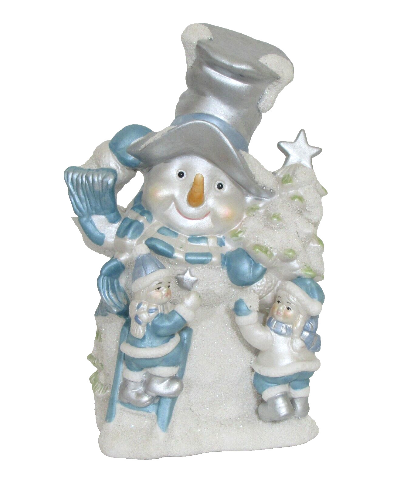 Vintage Music Box Ornament White Ceramic Top Hat Snowman Children Holiday Decor
