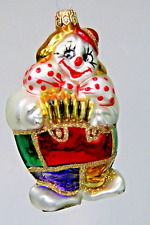 Modern Blown Glass CLOWN w Harmonica Figurine Christmas Ornament W Germany picture