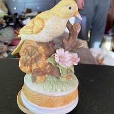 Vintage Bar is Porcelain Music Box Yellow Bird Spins Plays Beautiful Dreamer picture