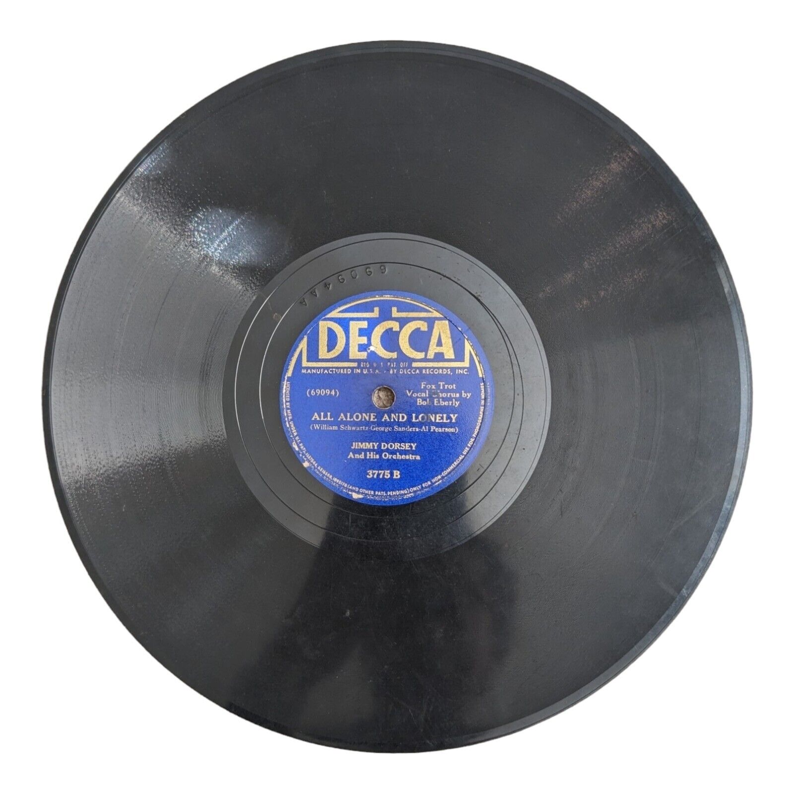 JIMMY DORSEY BLUE CHAMPAGNE / ALL ALONE AND LONELY 78 RPM DECCA 3775