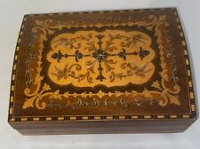 VINTAGE WOODEN INLAID WOOD MUSIC BOX  PLAYS picture