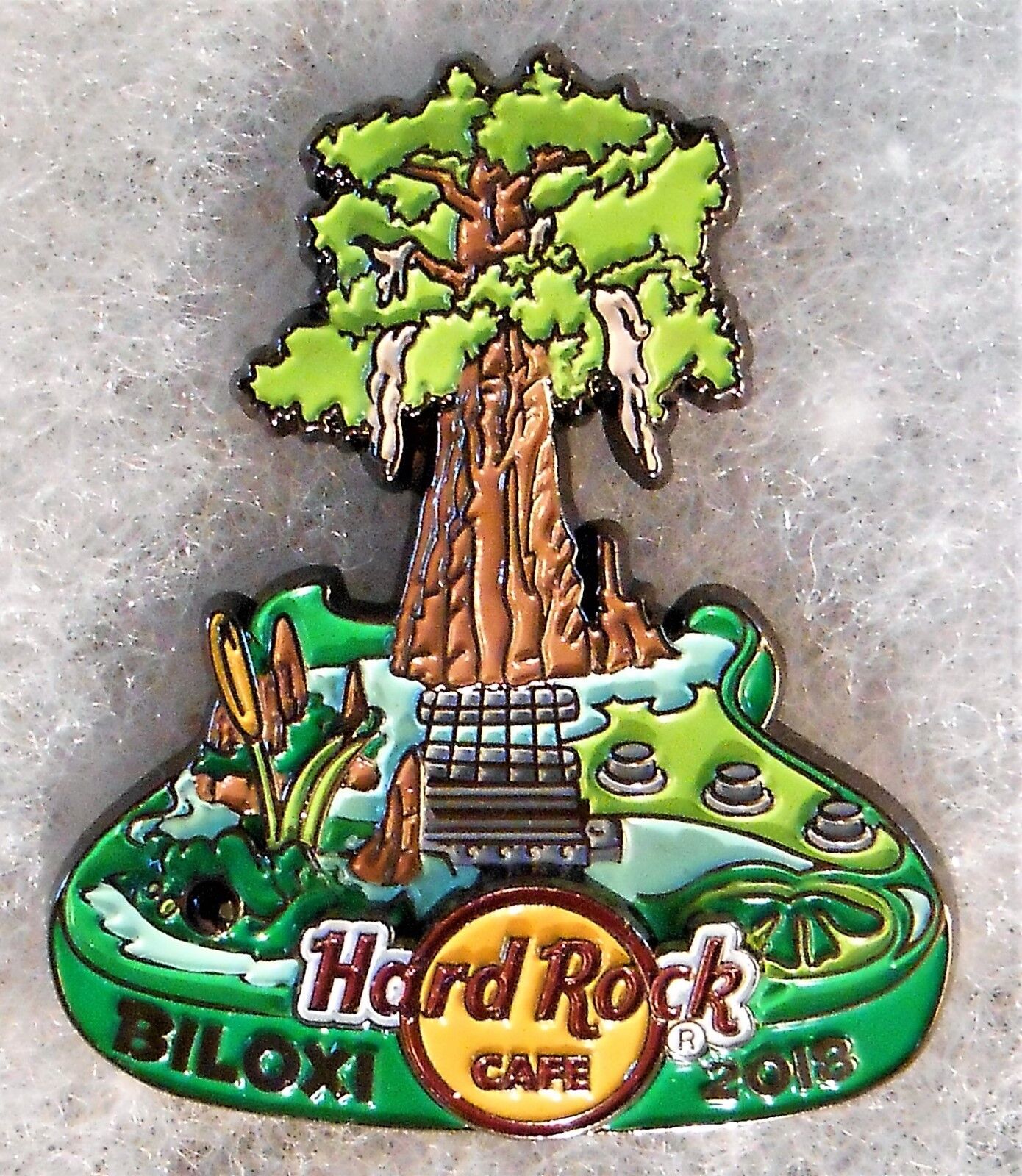 HARD ROCK CAFE BILOXI 3D CYPRESS TREE GUITAR WITH SWAMP & ALLIGATOR PIN # 98936