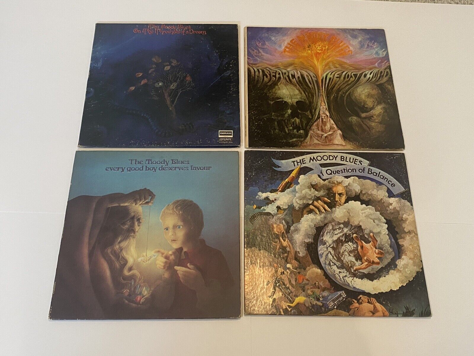 Vintage Moody Blues Vinyl Record Collection (4 Albums)