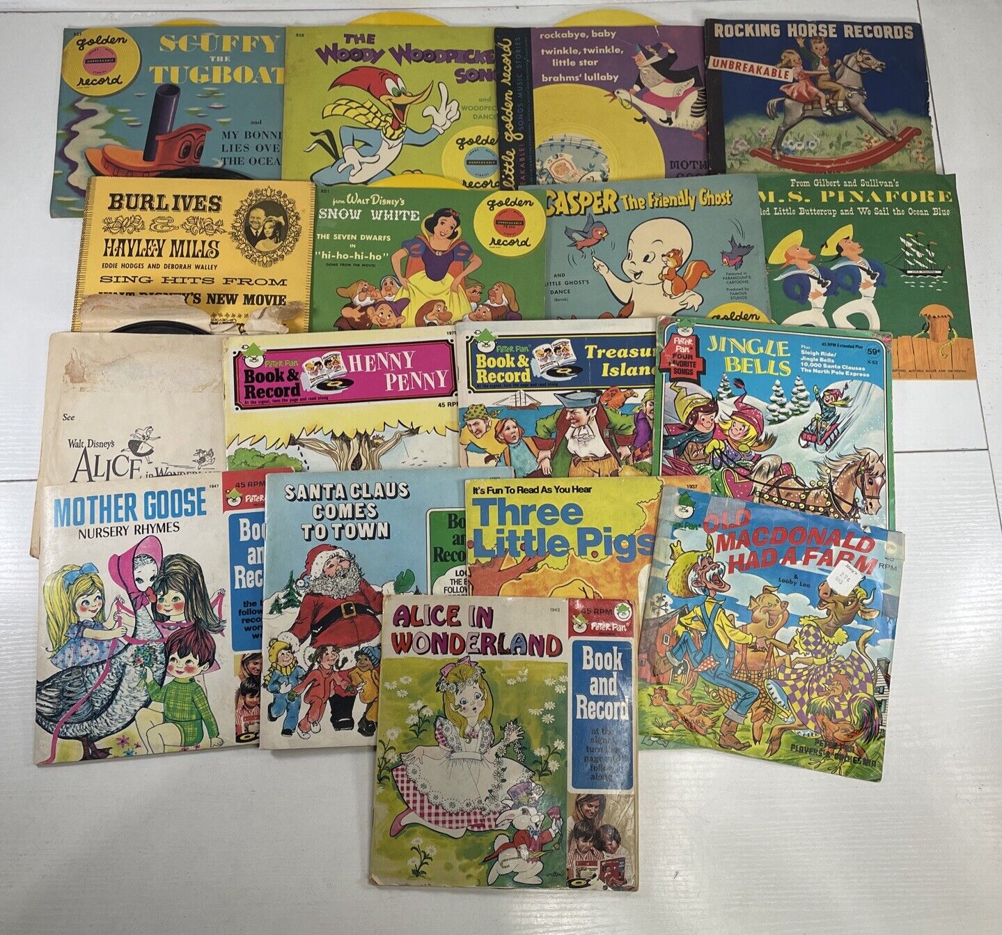 Mixed Lot of 17 Vintage GOLDEN RECORDS 78 RPM Children's Records
