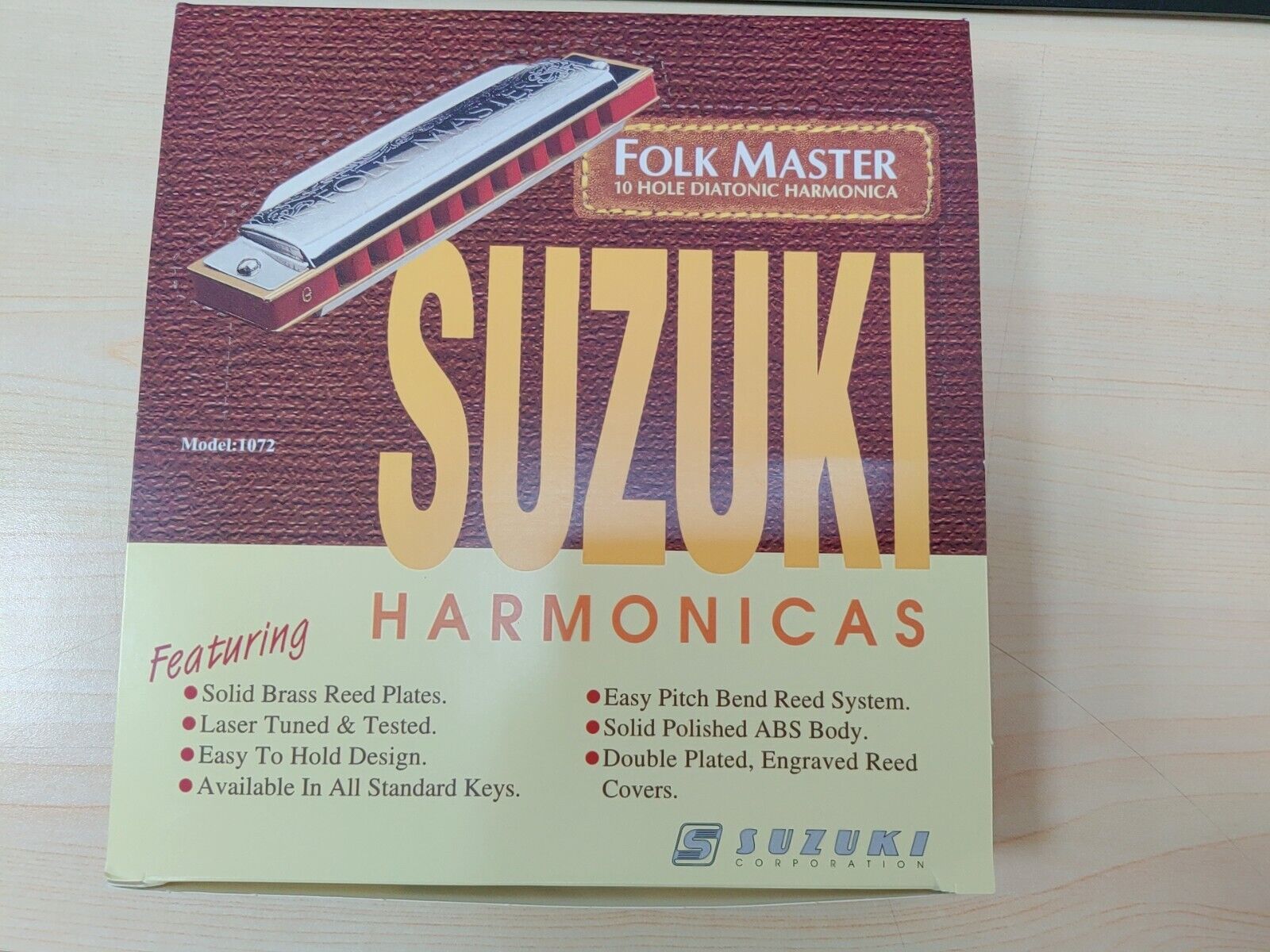 Suzuki Folkmaster 1072 Diatonic Harmonica (10 Hole) Box Set x 12 Key Set