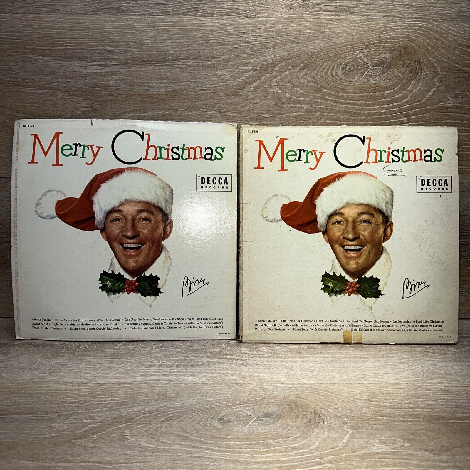 2 BING CROSBY Merry Christmas DL8128 P Mono LP 1955 RARE Original Records