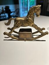 Vintage Rocking Horse Music Box Solid Brass Equestrian Nursery Decor picture
