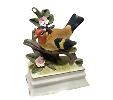 VINTAGE ~ TOWLE PORCELAIN MUSIC BOX w/ BIRD ON BRANCH ~ No chips picture