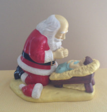 Vintage Music Box 1992 R.P. Gauer Kneeling Santa & Baby Jesus- WORKS picture