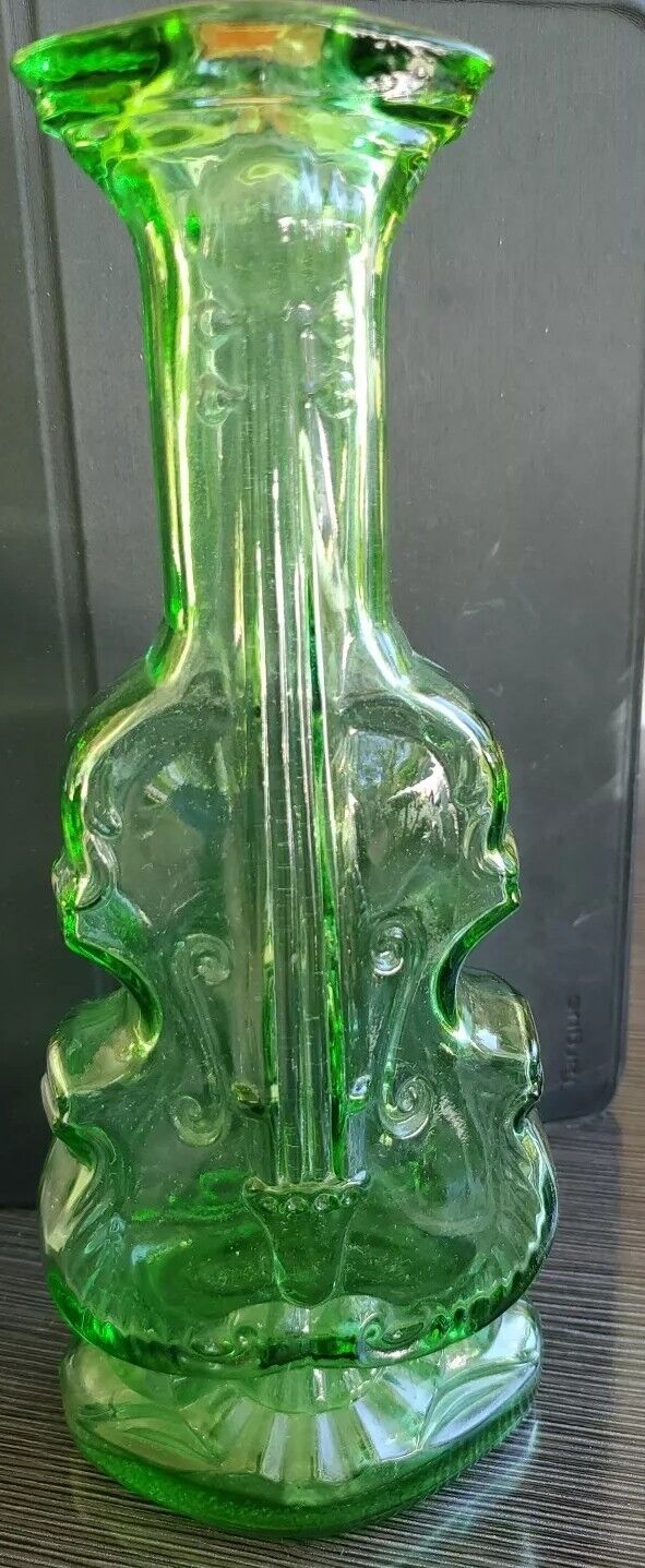 Green Beautiful Bass Guitar shape glass Vase9 X 4
