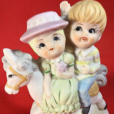BOY & GIRL MUSIC BOX ROTATING VINTAGE ITS A SMALL WORLD AFTER ALL CAROUSEL picture