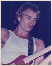 Sting plays guitar in white sleeveless shirt early 1980's Police era 8x10 photo picture
