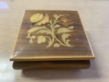 Vintage Inlaid Wooden Brown Music Box “Torna a Sorrento” Made in Sorrento Italy picture