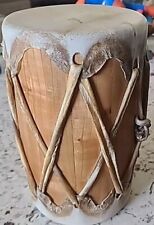 Vintage Native American Rawhide Double Sided Wood Drum  picture